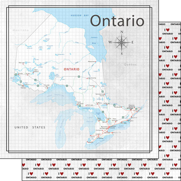 Scrapbook Customs,  Canada, Ontario Adventure Map Paper