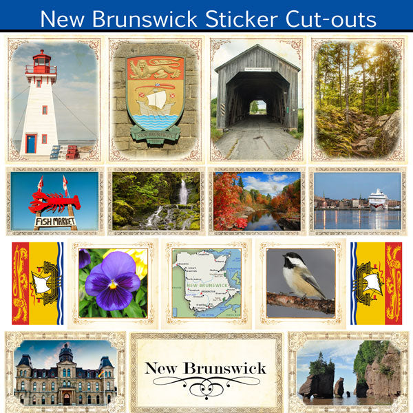Scrapbook Customs, Canada,New Brunswick Sightseeing Sticker Cut Outs