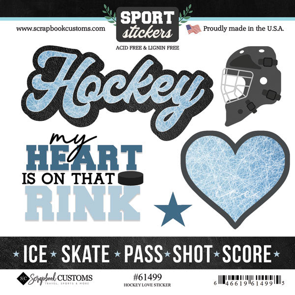 Scrapbook Customs, Hockey Love Sticker