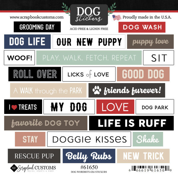 Scrapbook Customs, Dog Word Bits Stickers