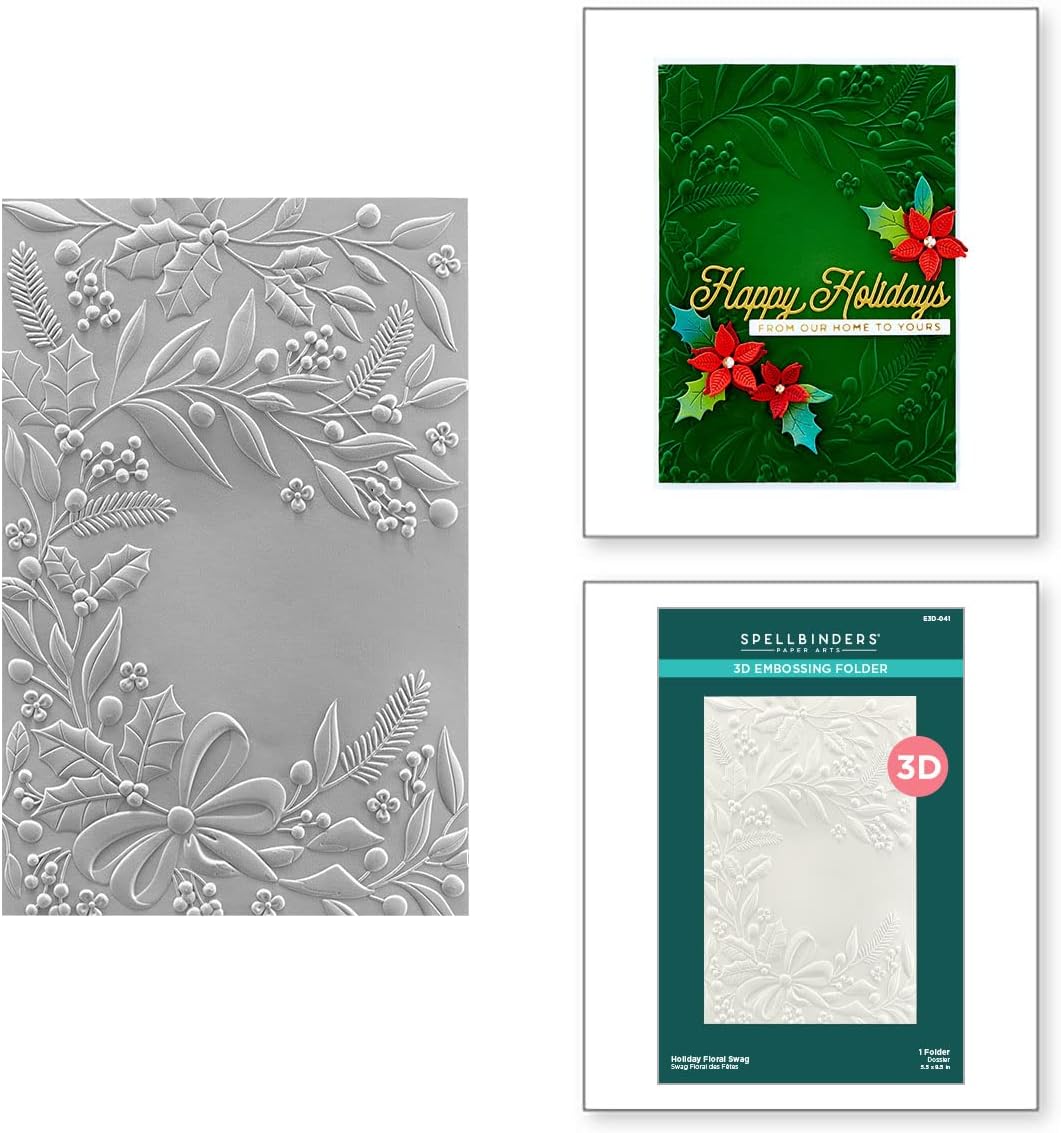 Spellbinders, Holiday Floral Swag 3D Embossing folder