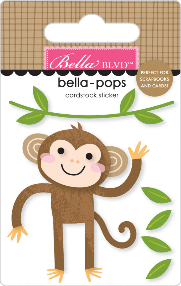Bella Blvd., Bella-pops 3D Cardstock Sticker, Monkey Business Pre-order