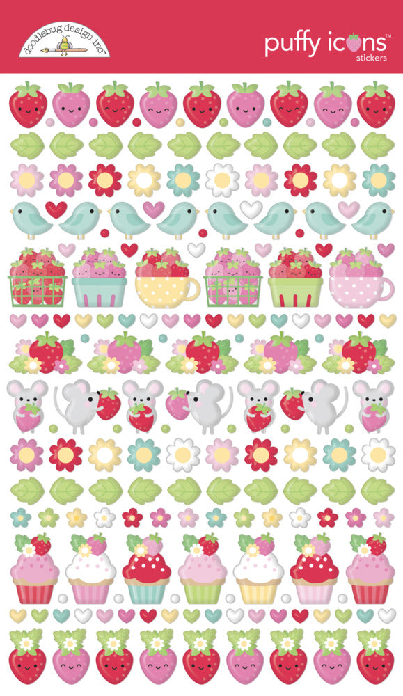 Doodlebug, Puffy Icons Stickers, Berry Sweet
