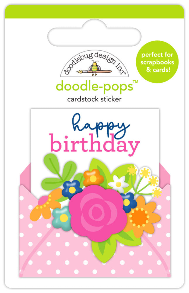 Doodlebug,  Doodle-pops Cardstock Sticker, Birthday Greetings Pre-order