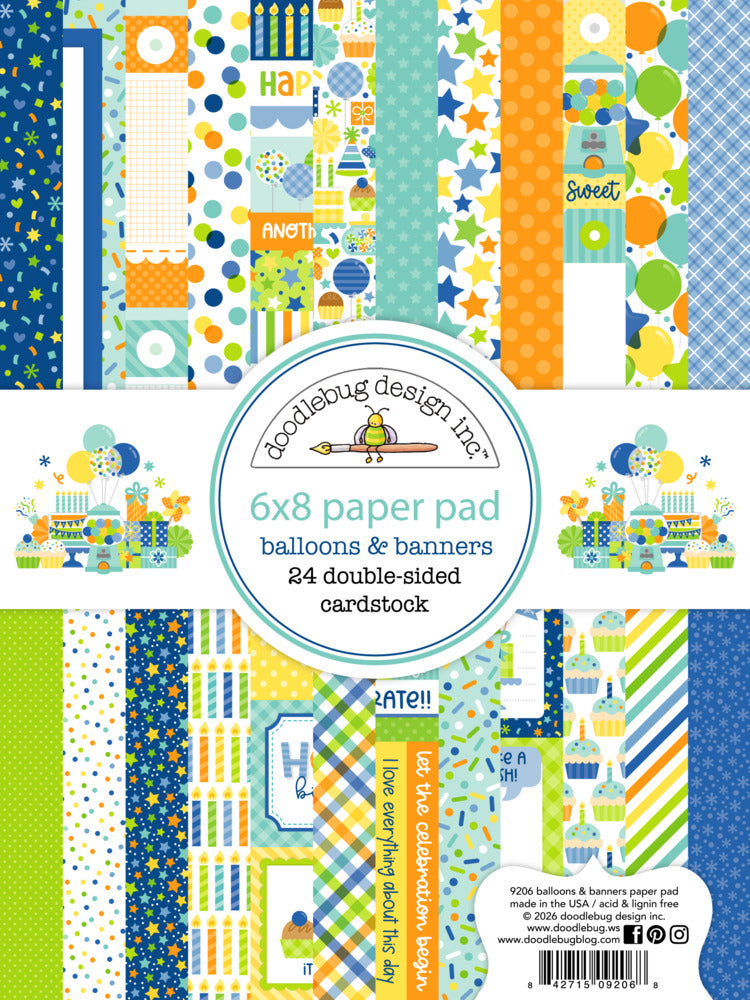 Doodlebug, 6X8 Paper Pad, Balloons & Banners Pre-order