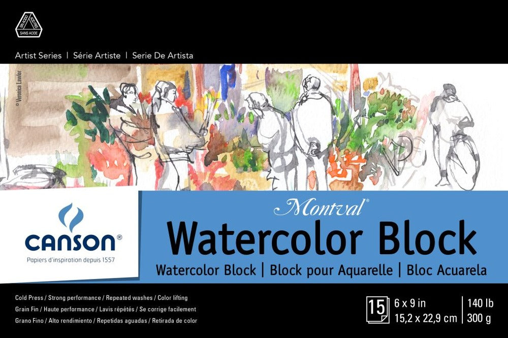 Montval Watercolor Paper Block, 6" x 9", 15 sheets