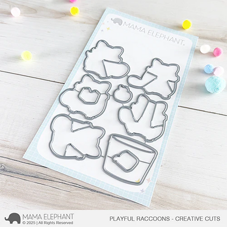 Mama Elephant, Playful Racoons Stamp& Die Cut