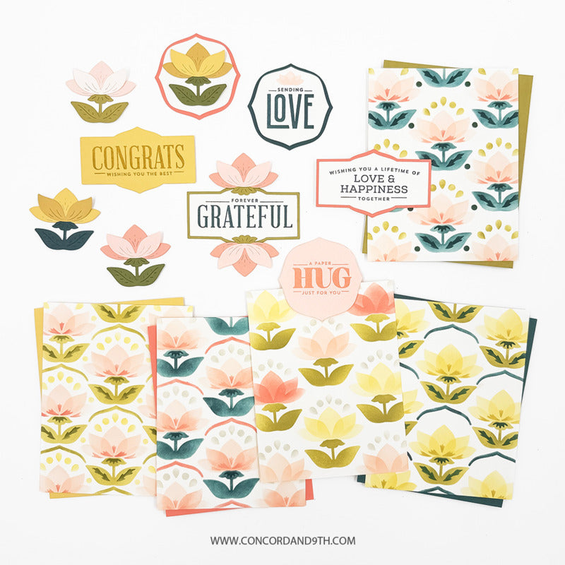 Waffle Flower, Clear Stamp, Stencil & Die Combo, Layered Lotus