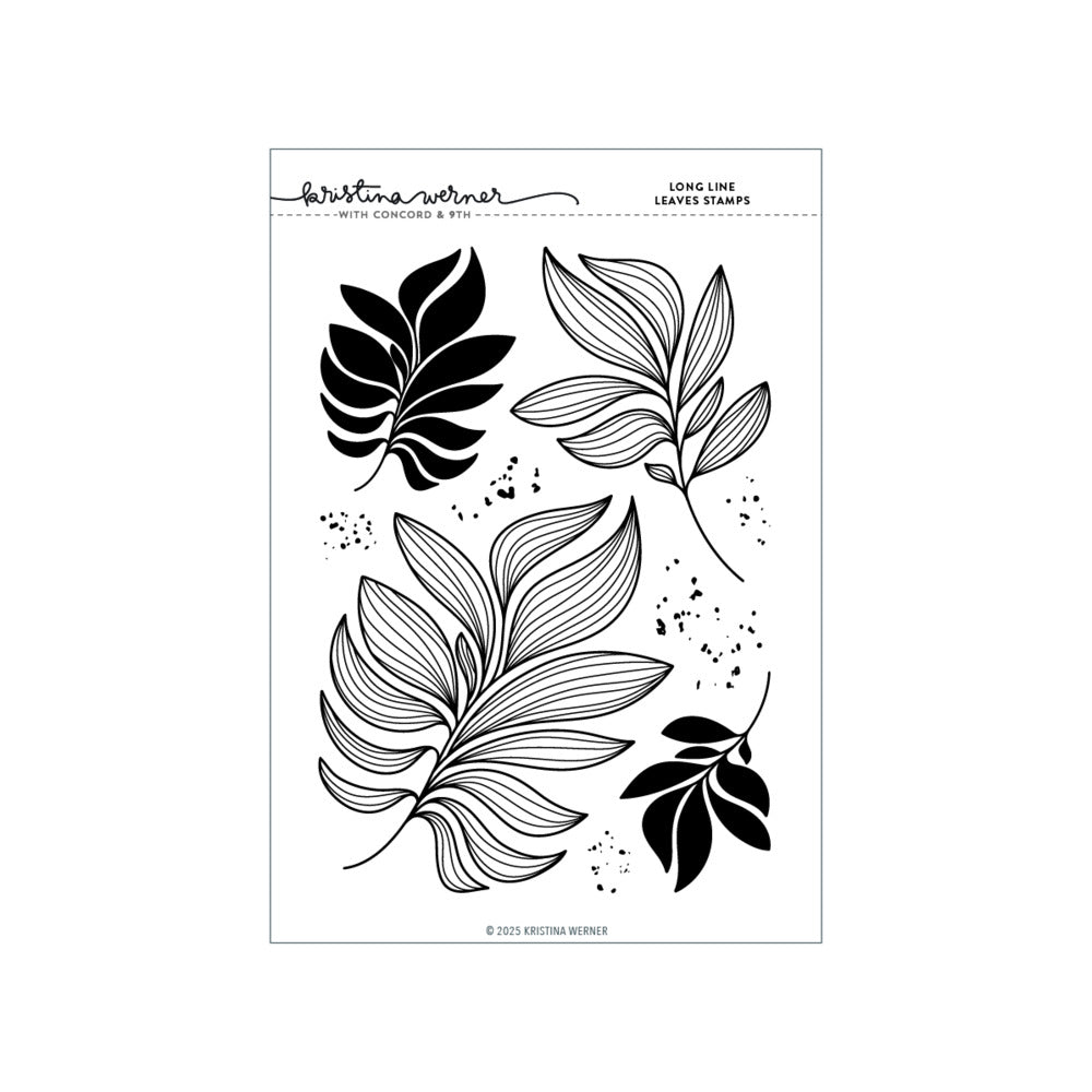 Concord & 9th, Kristina Werner, Clear Stamp & Stencil,  Long Line Leaves