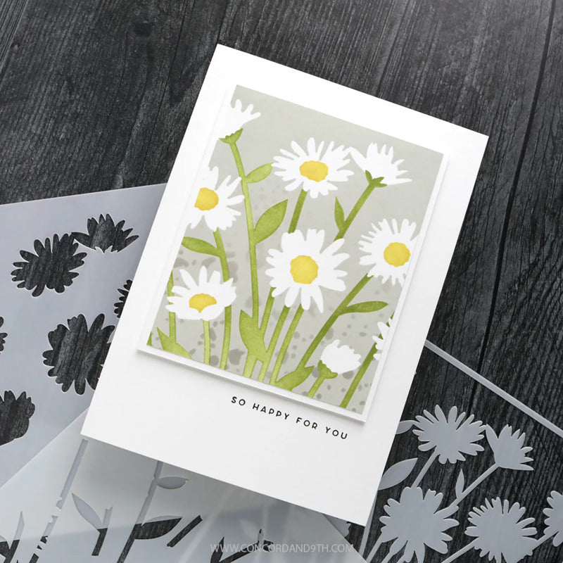 Concord & 9th, Kristina Werner, Daisy Bouquet, Stencil Pack