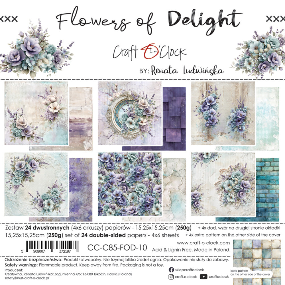 Craft O'Clock, 6X6 Paper Pad, Flowers of Delight