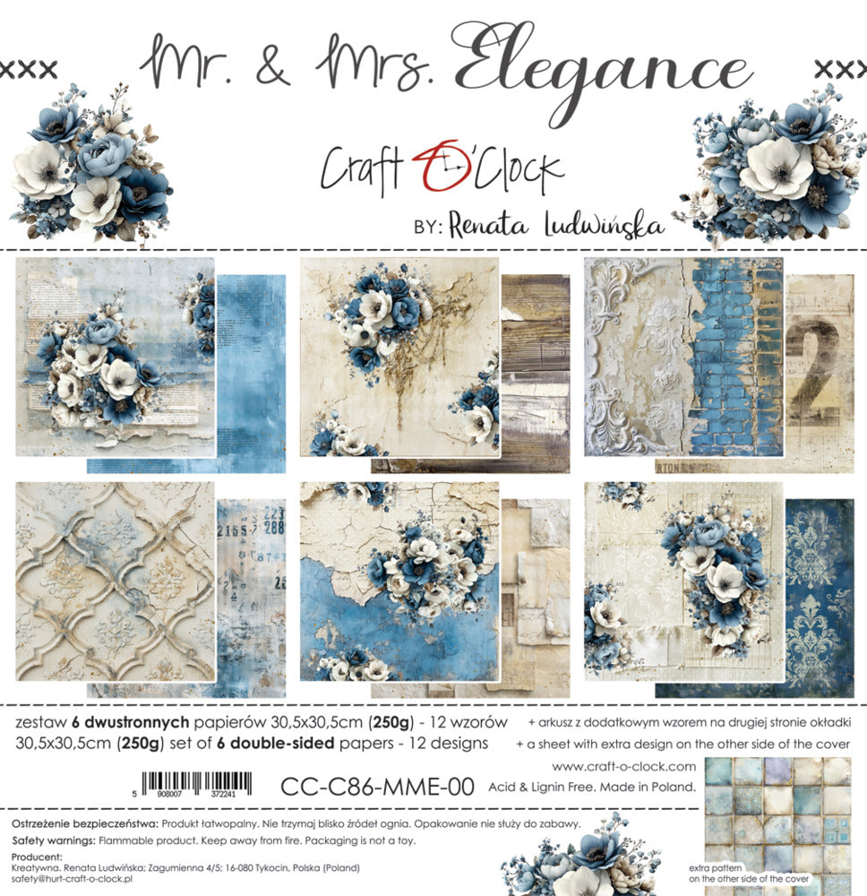 Craft O'Clock, 12X12 Paper Pad, Mr. & Mrs. Elegance
