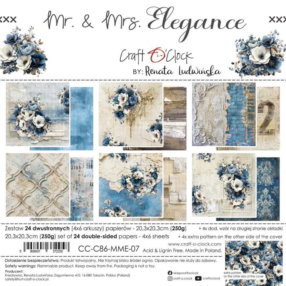 Craft O'Clock, 8X8 Paper Pad, Mr. & Mrs. Elegance