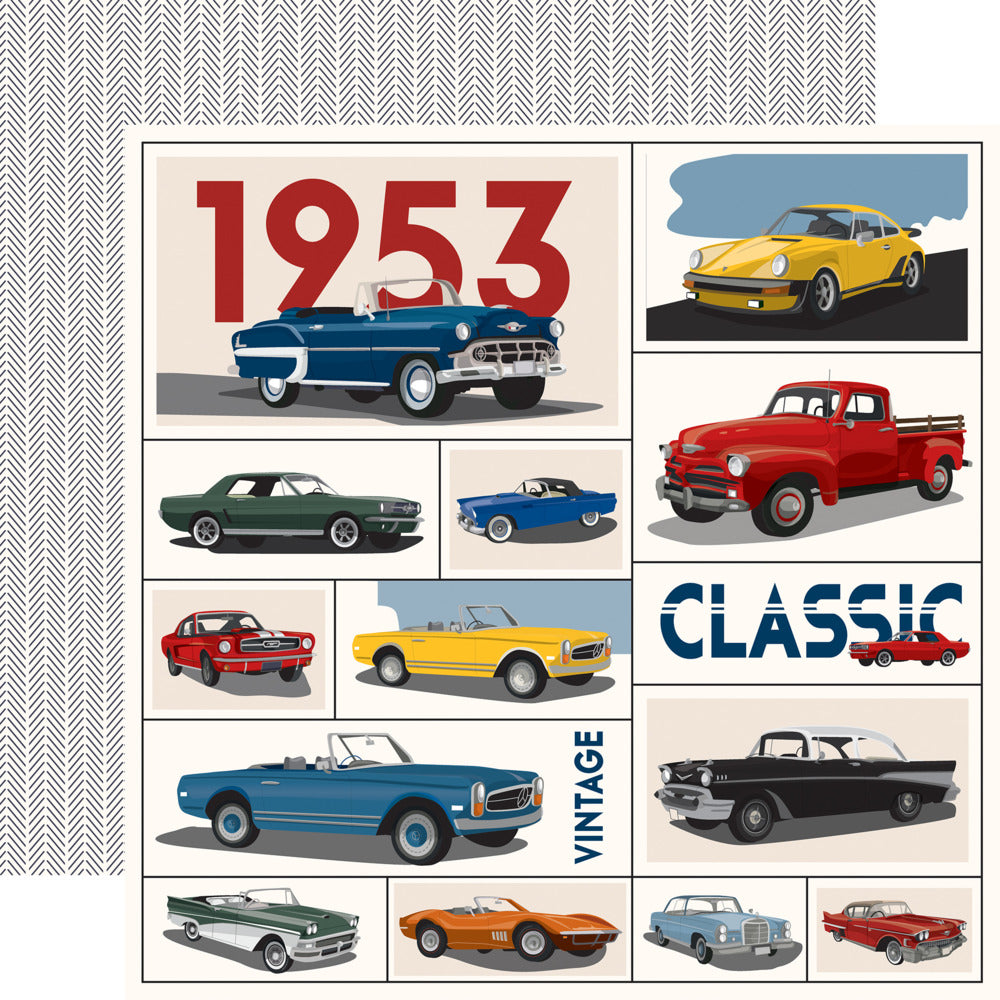Echo Park, Carta Bella, 12X12 Patterned Paper, Cars - Assorted Cars Cards