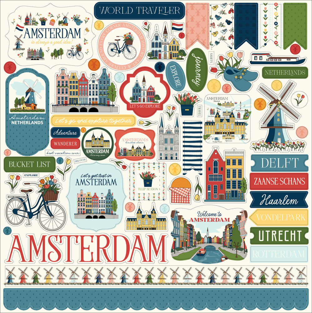 Echo Park, 12X12 Element Sticker Sheet, Amsterdam