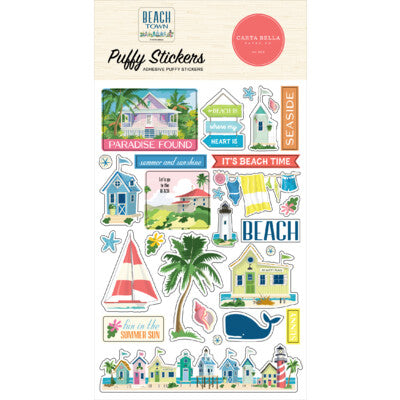 Carta Bella; Beach Town; Puffy Stickers