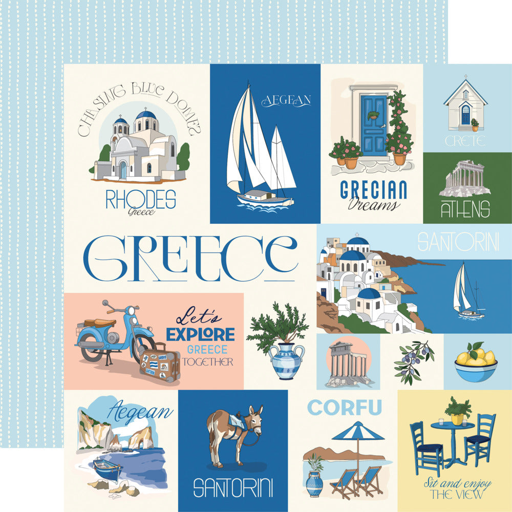 Echo Park,  Carta Bella, 12X12 Patterned Paper, Greece - Journaling Cards