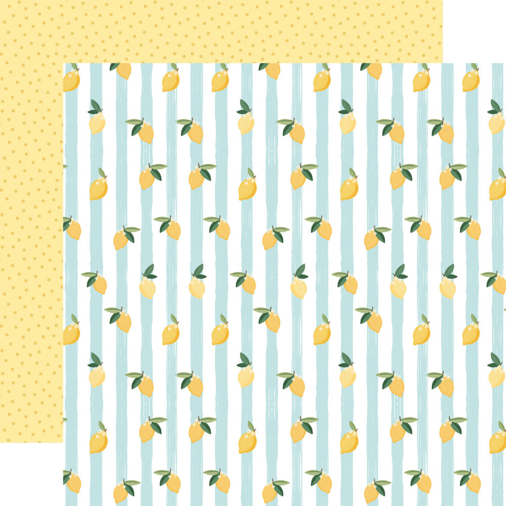 Echo Park, Carta Bella, 12X12 Patterned Paper, Lemonade - Lemonade Stripes