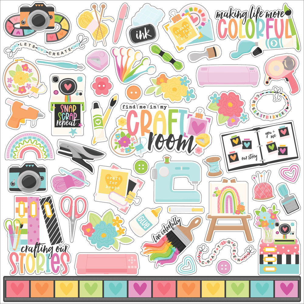 Echo Park, 12X12 Element Sticker Sheet, Craft Room