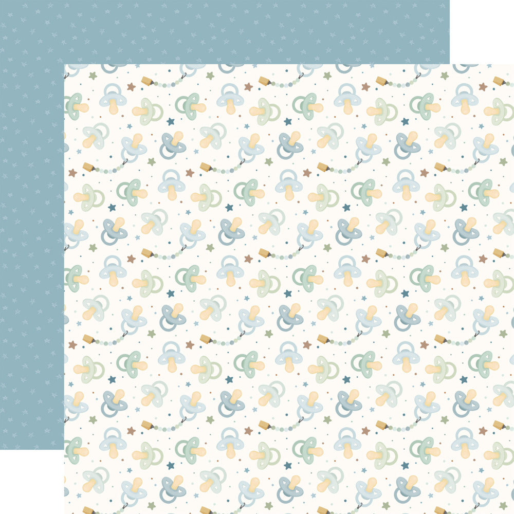 Echo Park, 12X12 Patterned Paper, Little Lullabies Baby Boy - Sweet Pacifiers