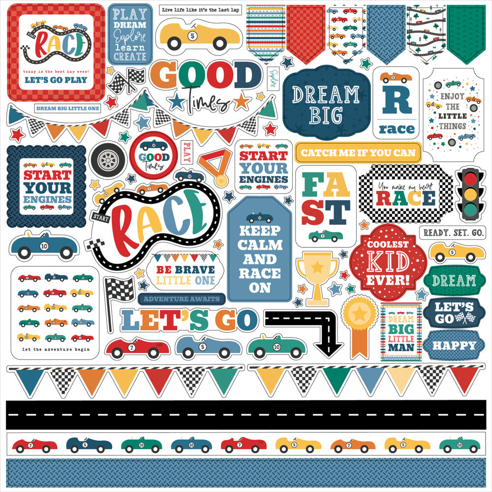 Echo Park, Vroom, 12x12 Element Sticker Sheet