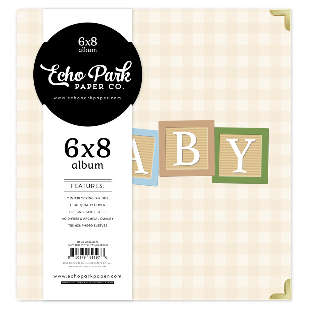 Echo Park; Baby Blocks Yellow, 6x8 Album