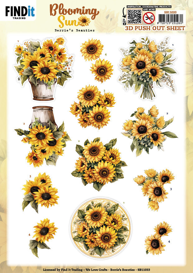 Berries Beauties, 3D Push Out Sheet, Blooming Sun - Golden Glow SB11033