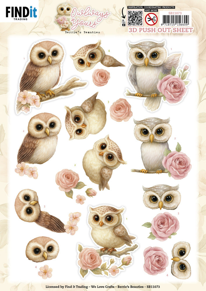 Berries Beauties, 3D Push Out Sheet, Owlways Yours - Whimsy SB11073