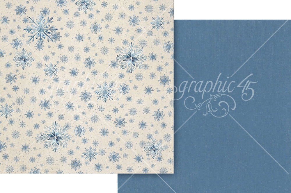 Graphic 45, 12X12 Patterned Paper, Deck the Halls - Winterland Blue Pattern & Solid
