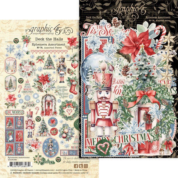 Graphic 45, Ephemera Set, Deck the Halls