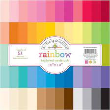 Doodlebug, Textured Cardstock, 12x12 -Rainbow (51)