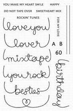 Load image into Gallery viewer, MFT, Mix Tape Sentiments Stamp Set
