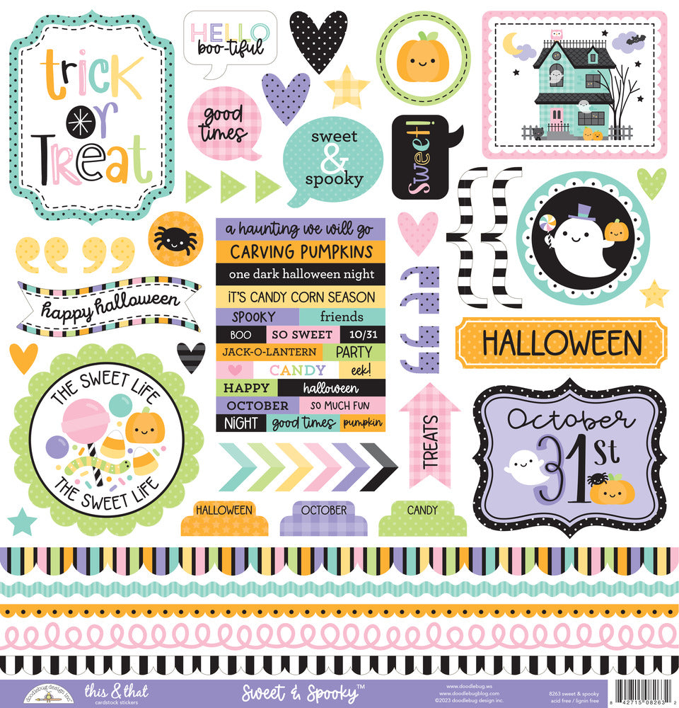 Doodlebug, Sweet & Spooky, 12x12 Sticker Sheet