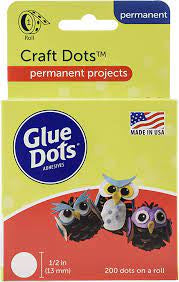 Glue Dots, 1/2” Dots, Permanent