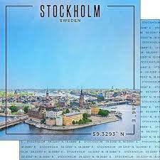 Scrapbook Customs, Sweden - Stockholm Coordinates Double Sided