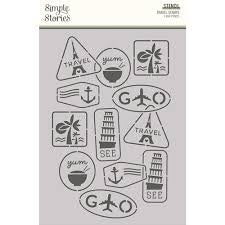 Simple Stories, TRavel Stamps Stencil