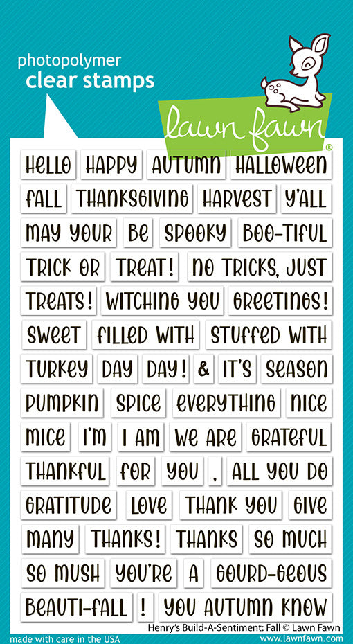 Lawn Fawn, Clear Stamp, Henry's Build-A-Sentiment: Fall