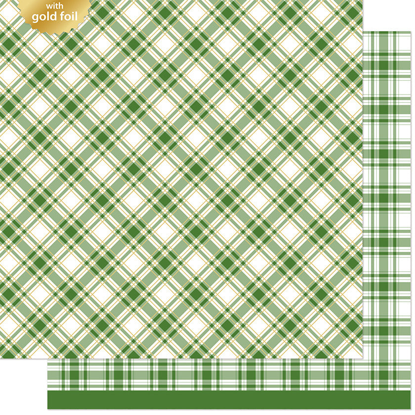 Lawn Fawn, 12X12 Patterned Paper, Let It Shine Holiday Plaids - Pinecone Path