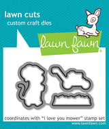 Lawn Fawn, I love You mower  Stamp & Die SEt