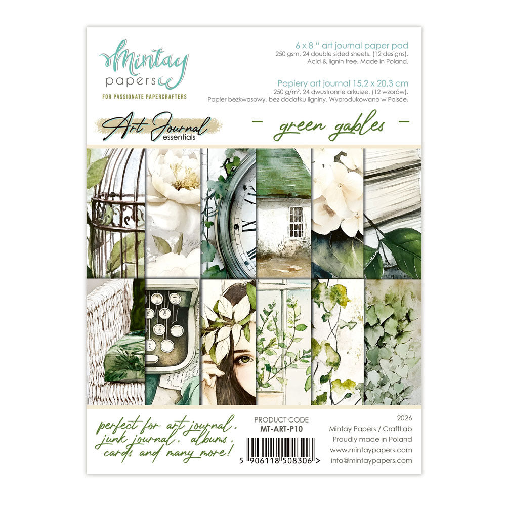 Mintay, 6X8 Art Journal Paper Pad, Green Gables