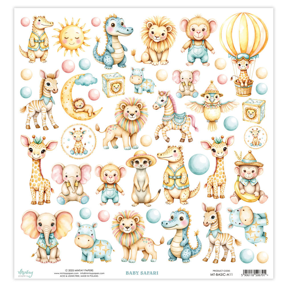 Mintay Paper, 12X12 Elements Paper, Baby Safari