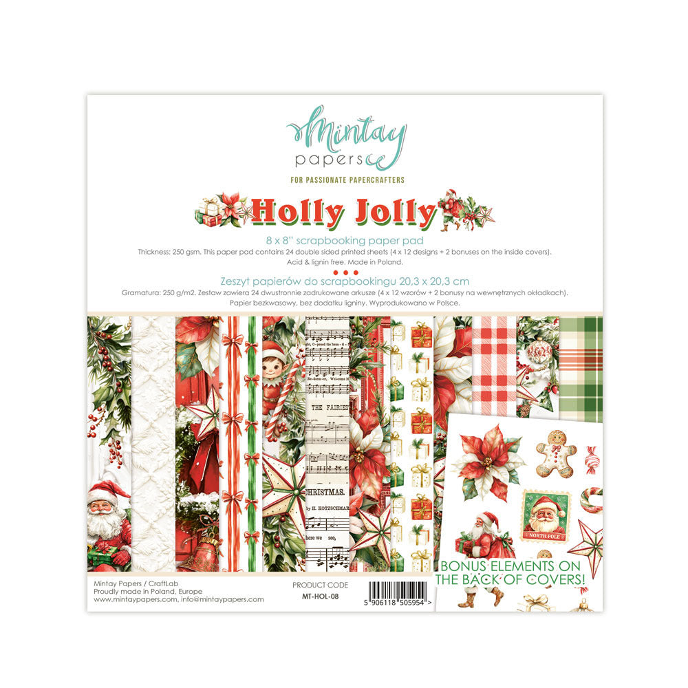 Mintay, 8x8 Paper Pad, Holly Jolly