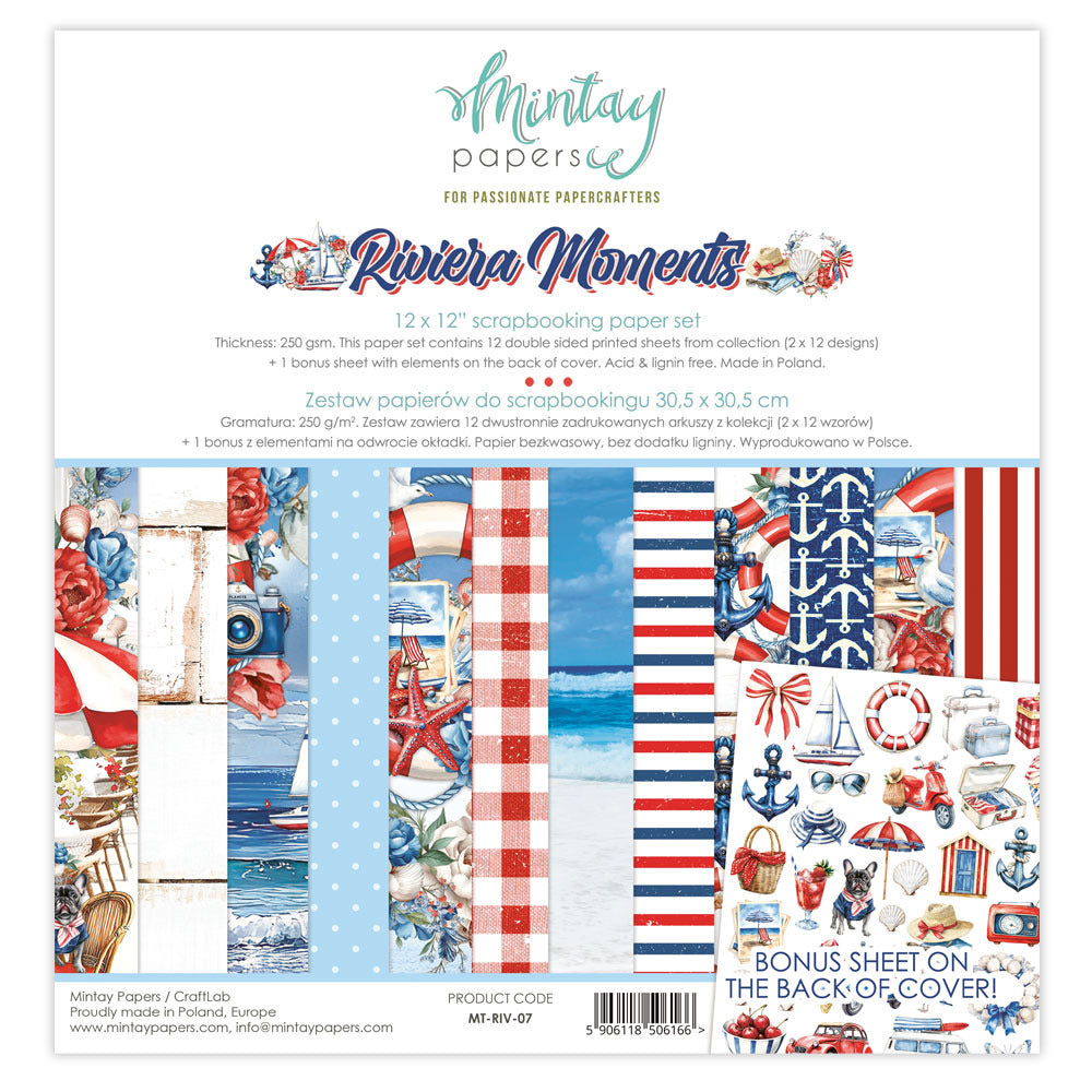 Mintay Paper, 12X12 Paper Set, Riviera Moments