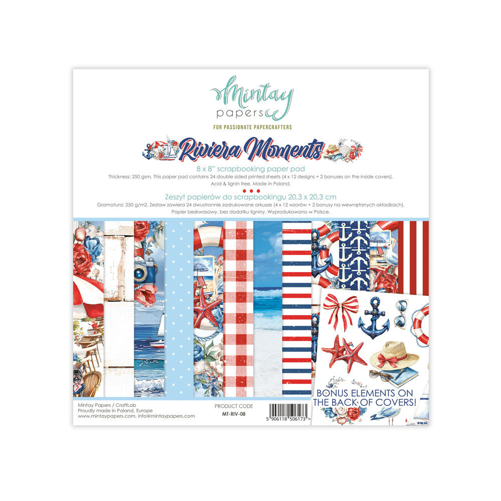 Mintay Paper, 8X8 Paper Pad, Riviera Moments