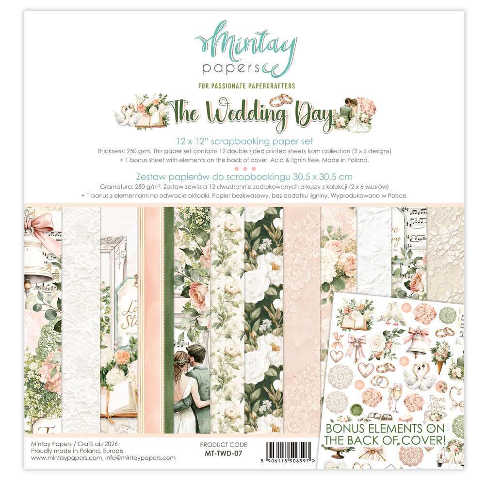 Mintay, 12X12 Paper Set, The Wedding Day