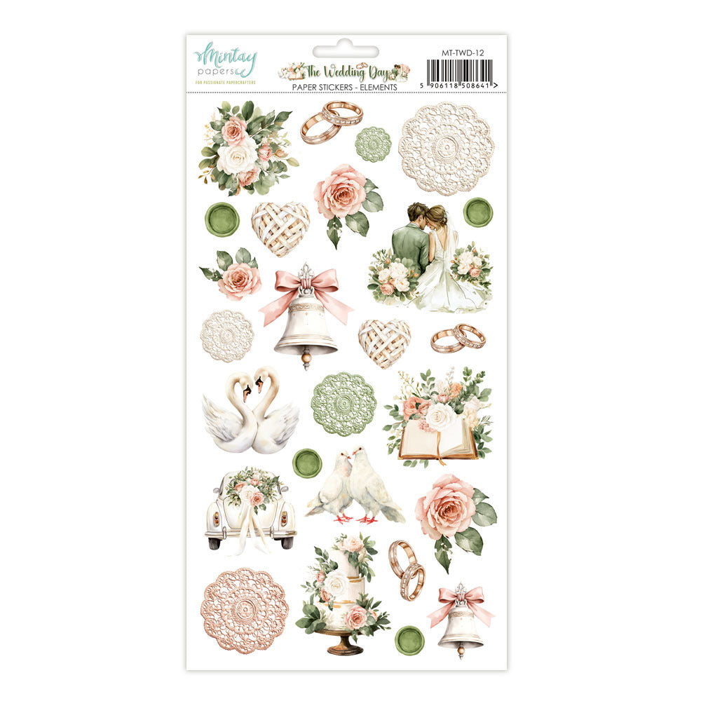 Mintay, 6X12 Paper Stickers, The Wedding Day - Elements