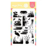 Waffle Flower, Postage Collage Sunset Stamp