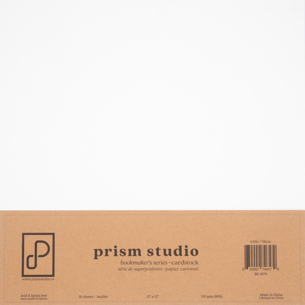 Prism Studio Bookmaker's Series 12x12 Cardstock Pack, 25 sheets, White 80 lb