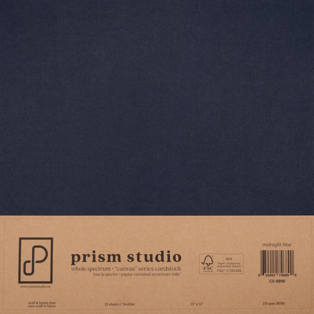 Prism Studio, 12X12 Whole Spectrum "Canvas" Series Textured Cardstock, Midnight Blue