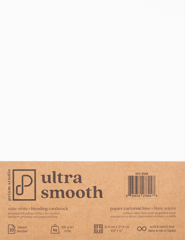 Prism Studio, Ultra-Smooth Blending Cardstock, Solar White, Pack of 10